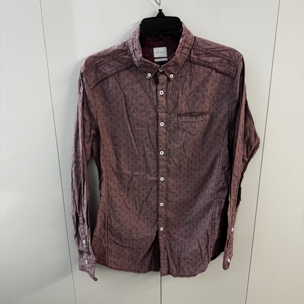 JB Holt Tailored Mens Medium Burgundy Diamond Micro Pattern Button Down Shirt